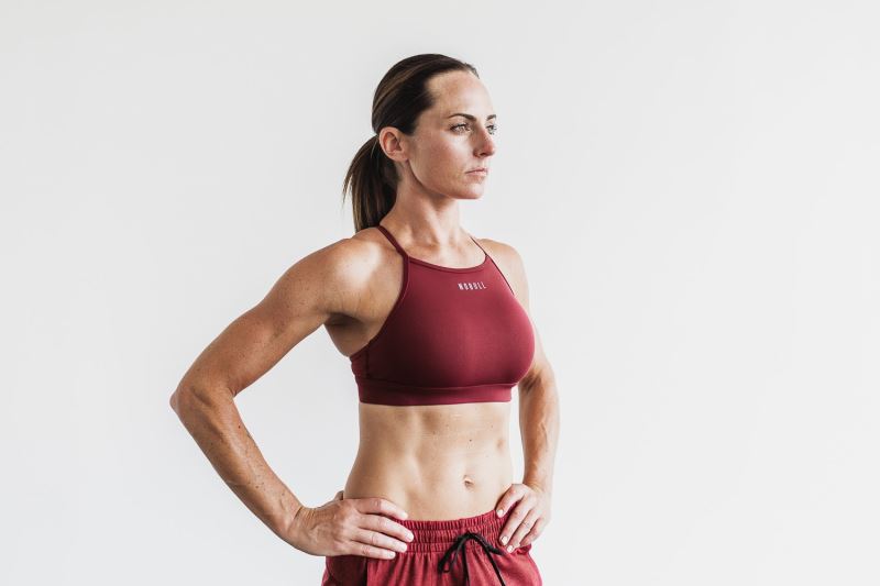 Nobull High-Neck Women's Sports Bra Red | 79052SOTG