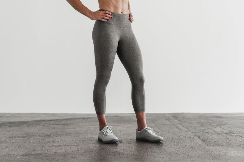 Nobull High-Rise Crop Plush Heather Women's Tight Grey | 82643LIPW