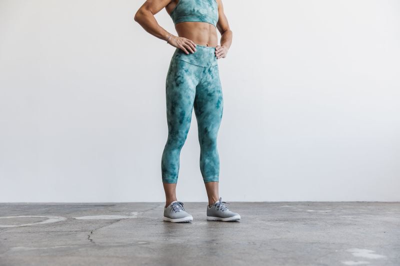 Nobull High-Rise Crop Tie-Dye Women's Tight Deep Green | 10972ZIJL