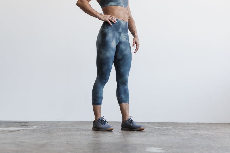 Nobull High-Rise Crop Tie-Dye Women's Tight Blue | 86720VPJU