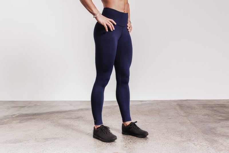 Nobull High-Rise Plush Heather Women's Tight Navy | 17846YGSP