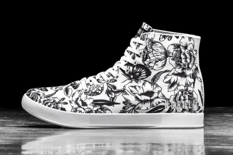 Nobull High-Top Butterfly Canvas Men's Trainers White Black | 08157KHMR