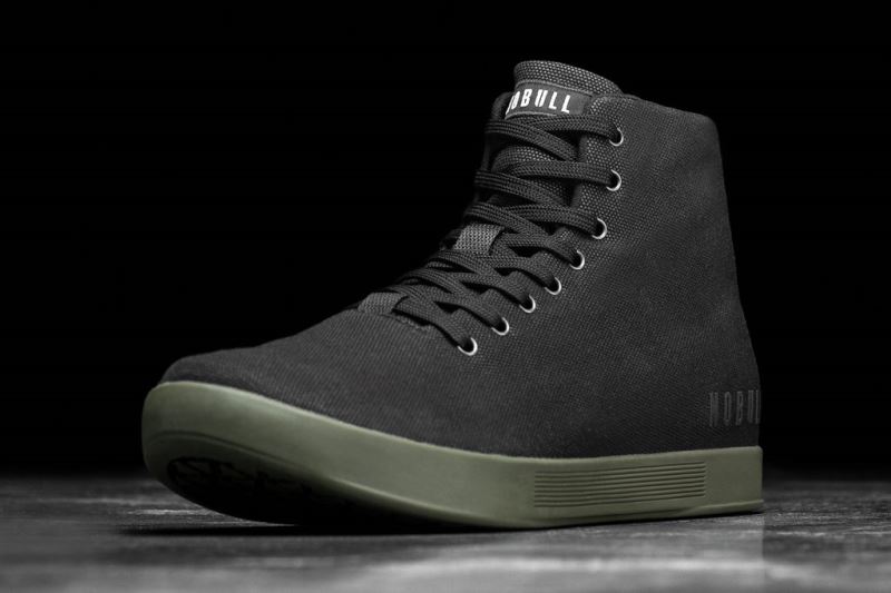 Nobull High-Top Canvas Men's Trainers Black Dark Green | 58693GAKX