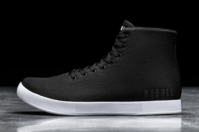 Nobull High-Top Canvas Men's Trainers Black White | 85724HXGJ