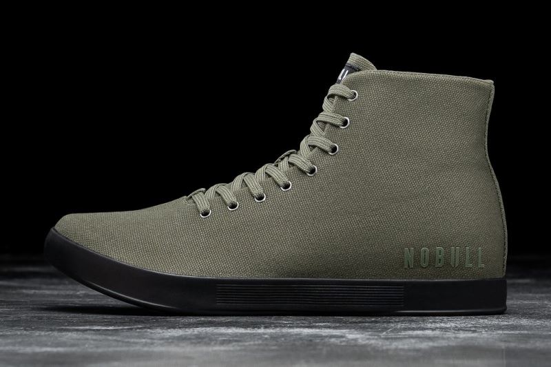 Nobull High-Top Canvas Men's Trainers Dark Green Black | 02861SIYF