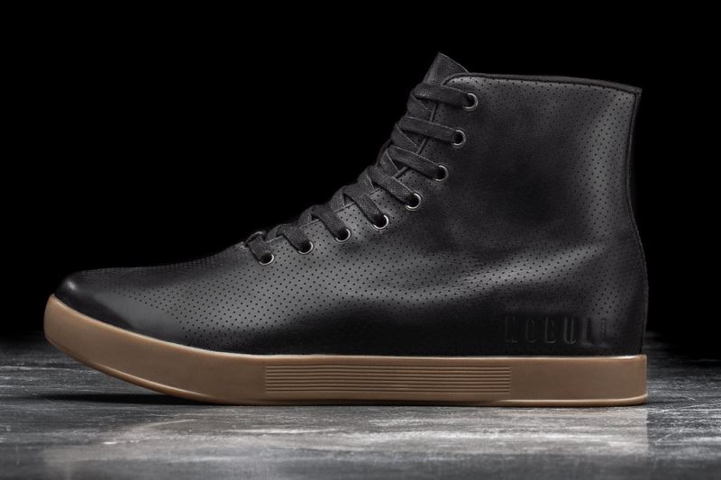 Nobull High-Top Leather Men's Trainers Black | 96082LXET