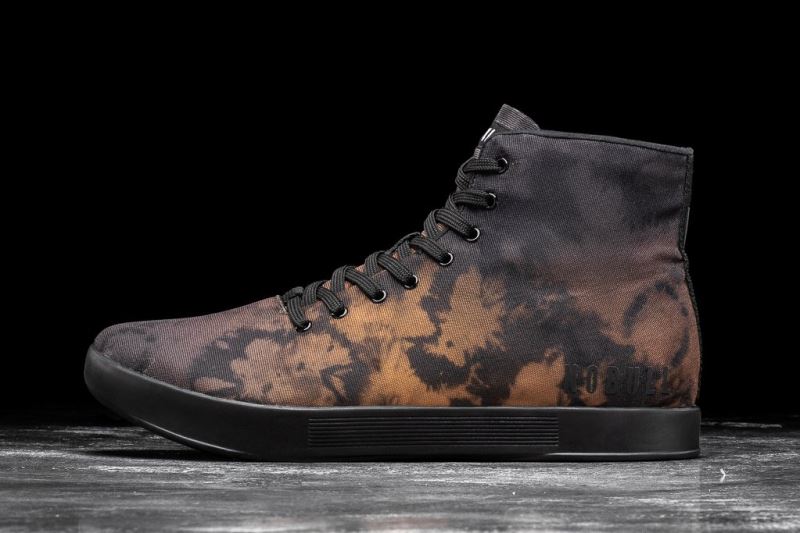 Nobull High-Top Toffee Tie-Dye Canvas Women's Trainers Black Orange | 48907WNBI