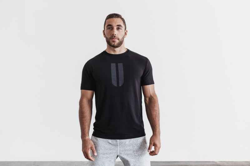 Nobull Horns Men's T Shirts Black | 76934TKJE