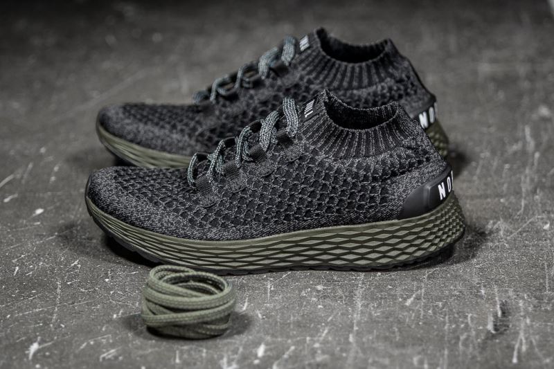 Nobull Knit Men's Running Shoes Black Dark Green | 60428KIOL