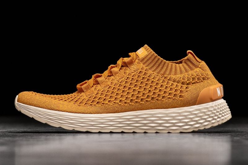 Nobull Knit Men's Running Shoes Gold | 04739IBAR