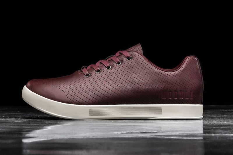 Nobull Leather Women's Trainers Burgundy | 05247VQPR