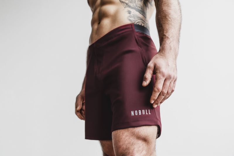 Nobull Lightweight 7" Men's Shorts Dark Red | 13067HRZX