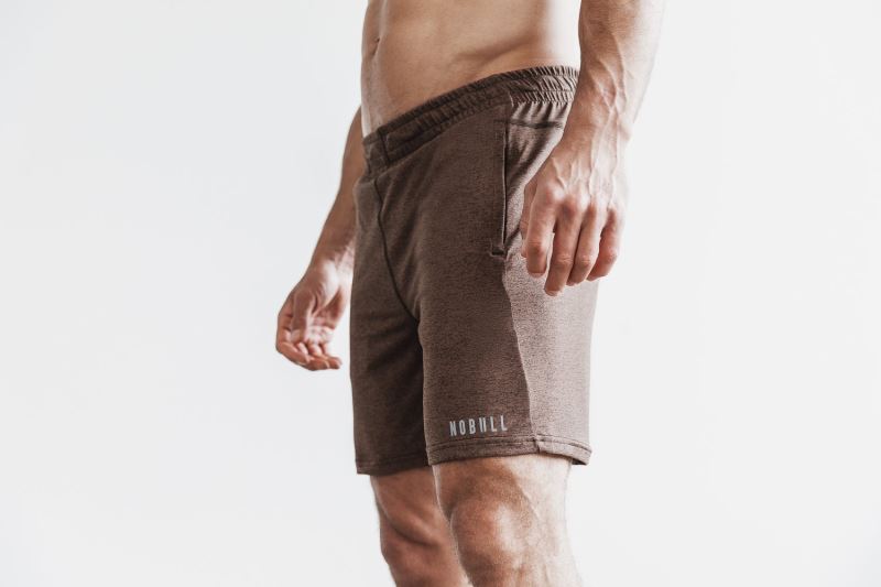 Nobull Lightweight Knit 7" Men's Shorts Brown | 30741BZWJ