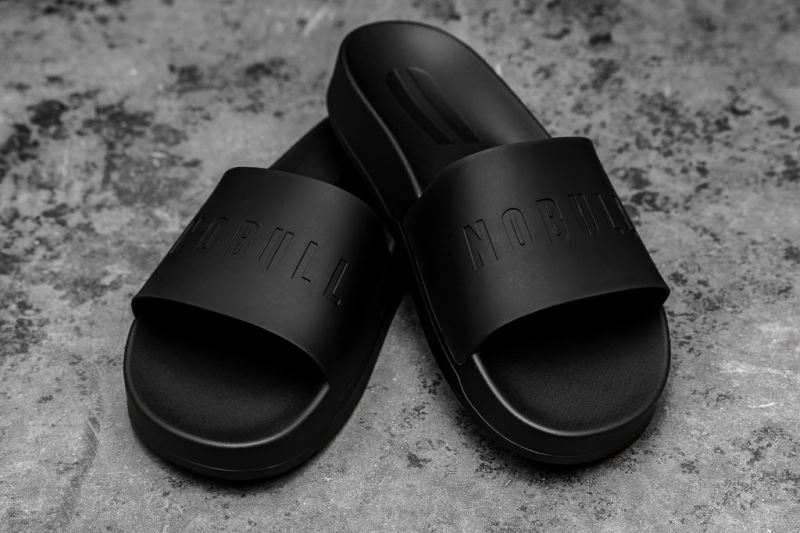 Nobull Lightweight Men's Slides Black | 14205RMYU