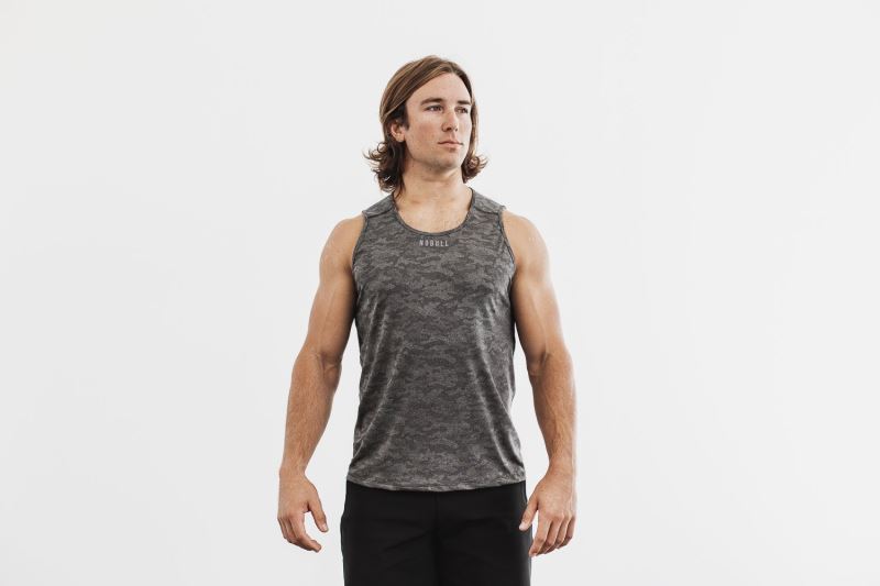 Nobull Lightweight Textured Camo Men's Tanks Black Camouflage | 53126GHCY