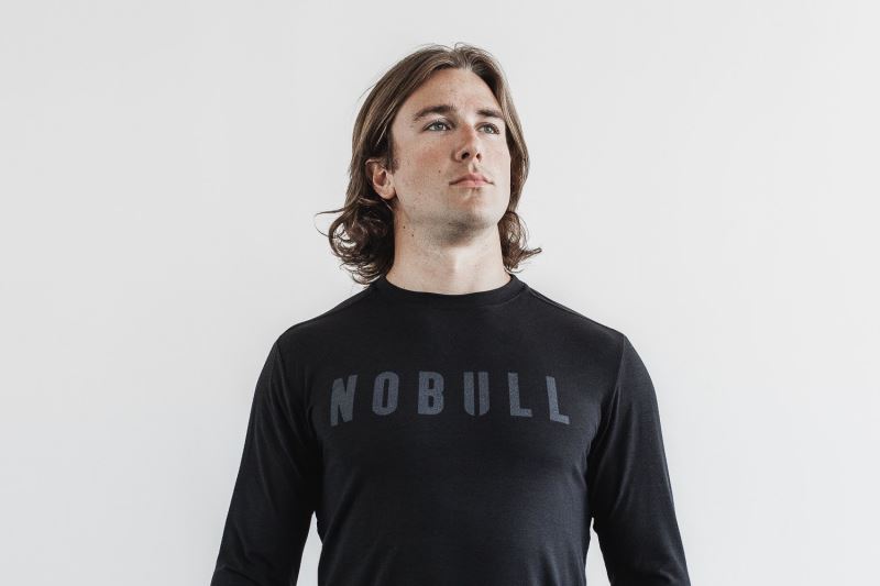 Nobull Long Sleeve Men's T Shirts Black | 86743VGWK