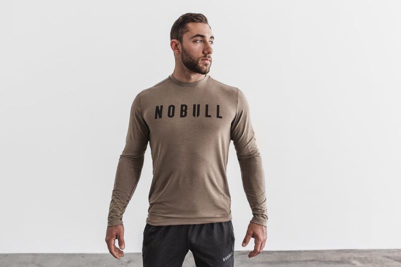 Nobull Long Sleeve Men's T Shirts Brown | 84317SURP