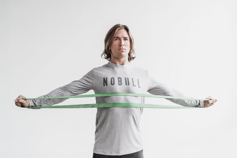 Nobull Long Sleeve Men's T Shirts Grey | 02617PKOF