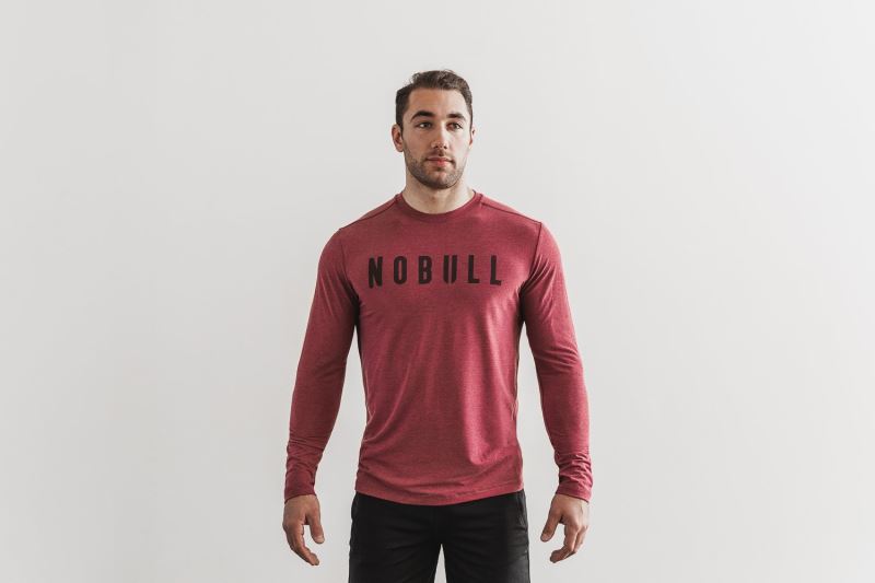 Nobull Long Sleeve Men's T Shirts Red | 68470VQZE