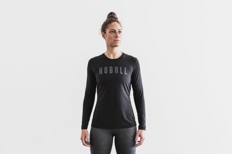 Nobull Long Sleeve Women's T Shirts Black | 57628BOWR