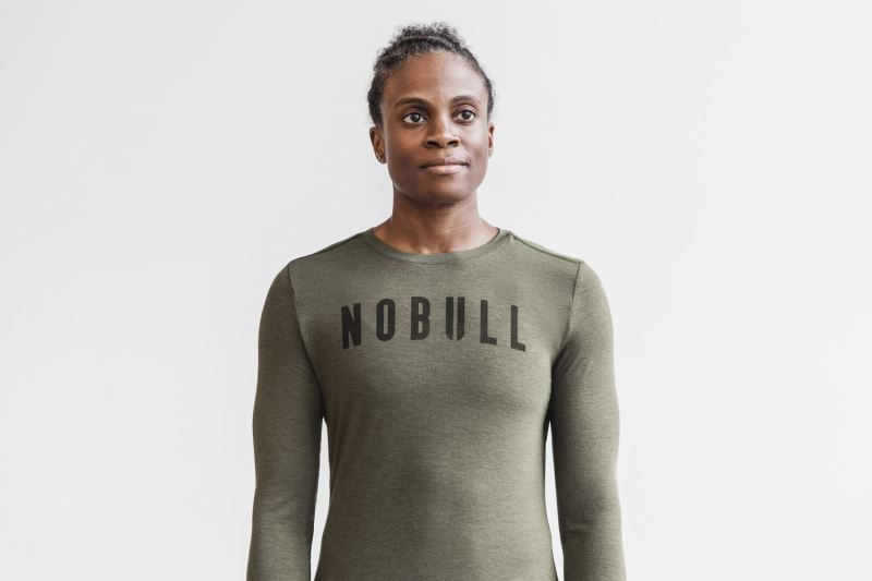 Nobull Long Sleeve Women's T Shirts Green | 64057RKCS