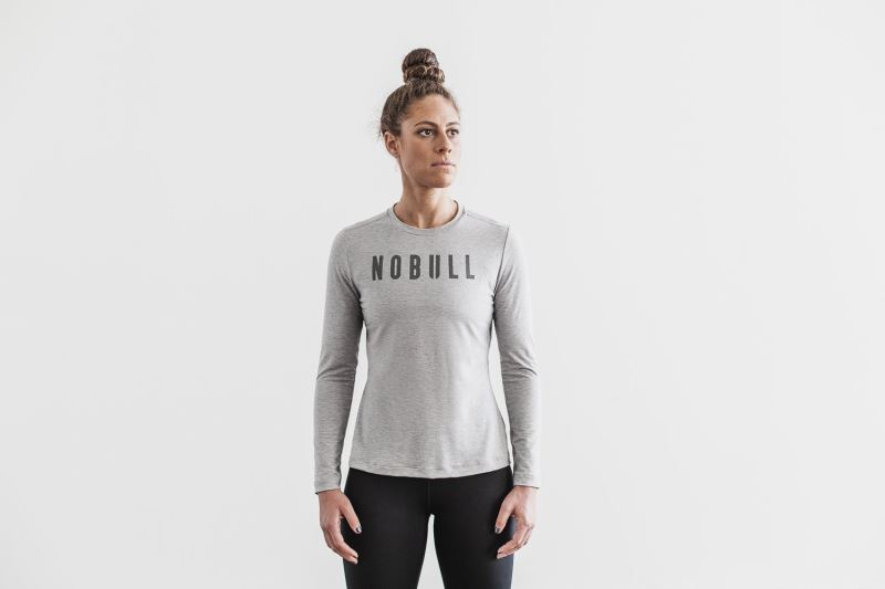 Nobull Long Sleeve Women's T Shirts Grey | 02365KOTY