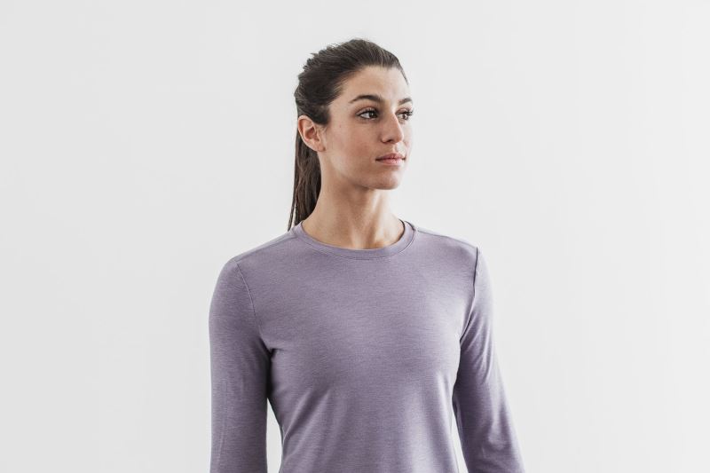 Nobull Long Sleeve Women's T Shirts Lavender | 90531YVHN