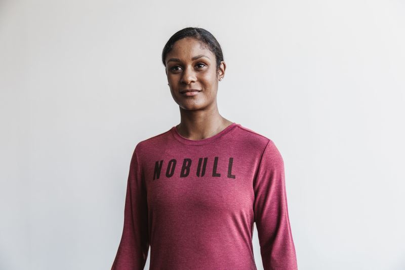 Nobull Long Sleeve Women's T Shirts Red | 37285SZJF