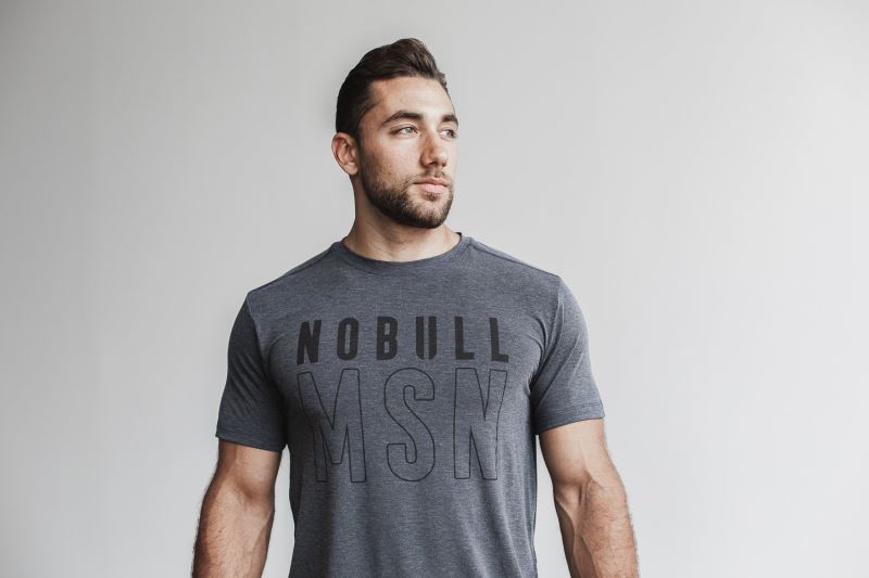 Nobull Madison Men's T Shirts Deep Grey | 87603AMHK