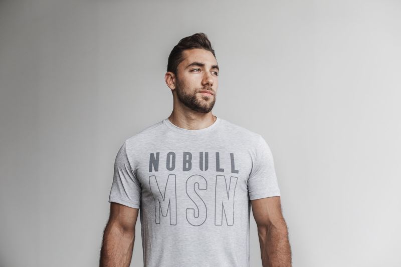 Nobull Madison Men's T Shirts Grey | 27584XGTE