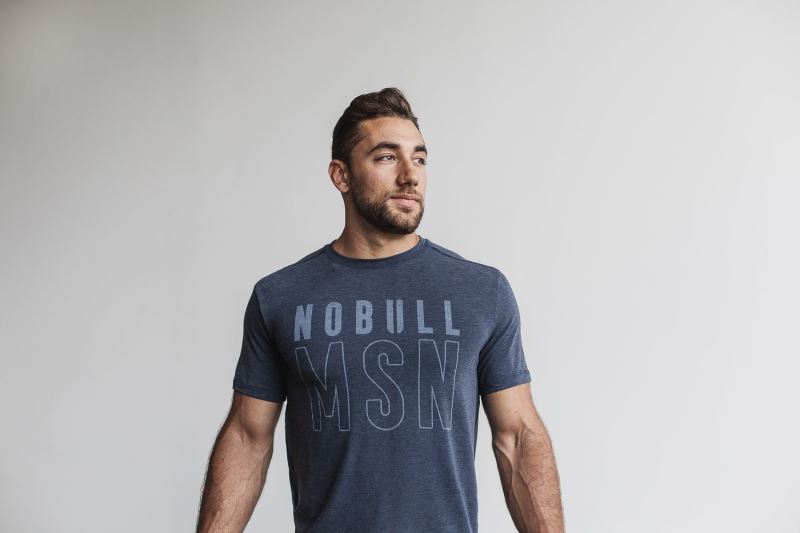 Nobull Madison Men's T Shirts Navy | 15308KCFU