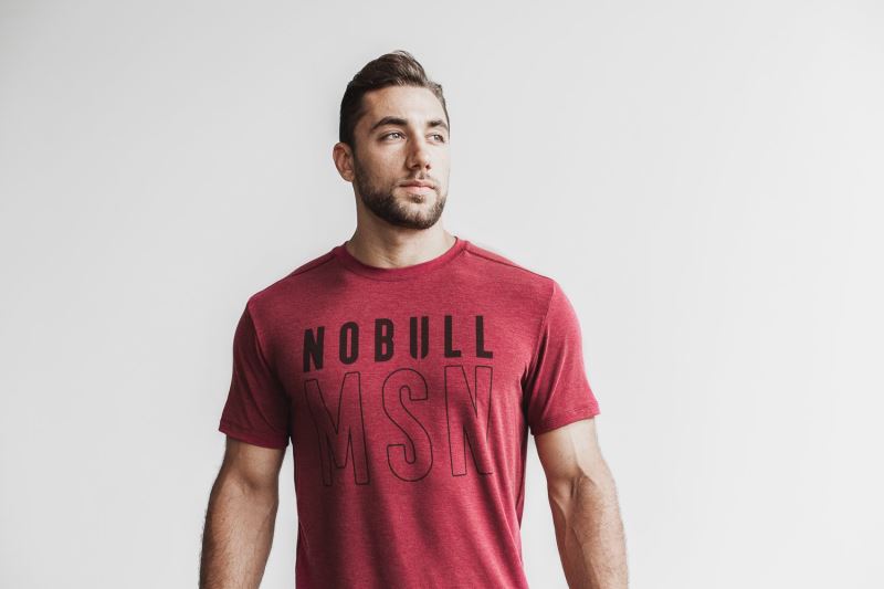 Nobull Madison Men's T Shirts Red | 19834CHVY