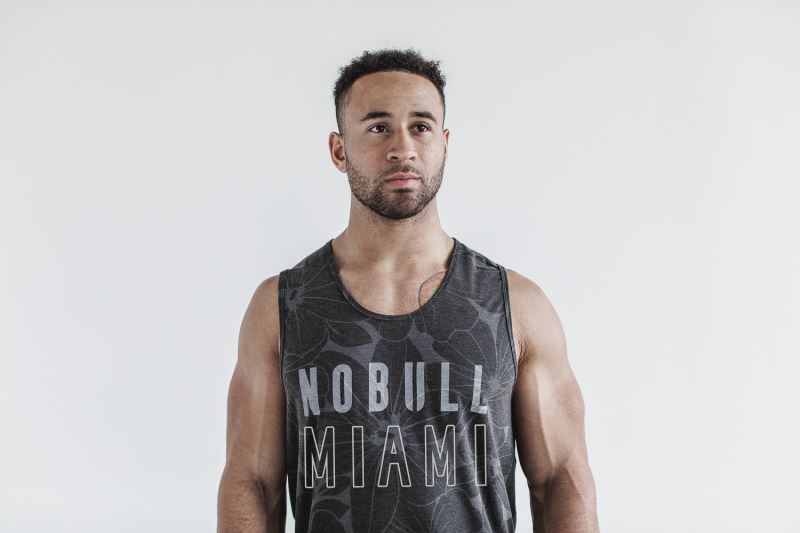 Nobull Miami Men's Tanks Grey | 84906ZKIU