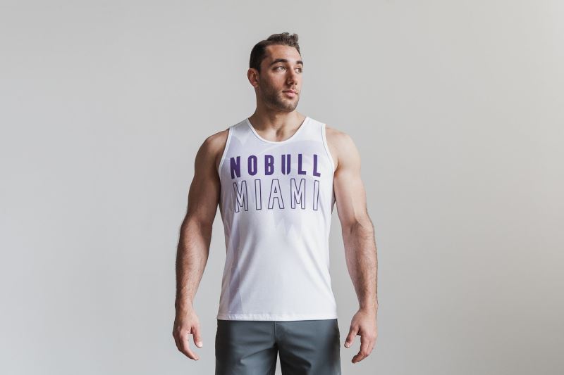 Nobull Miami Palm Men's Tanks Purple | 74530SKED