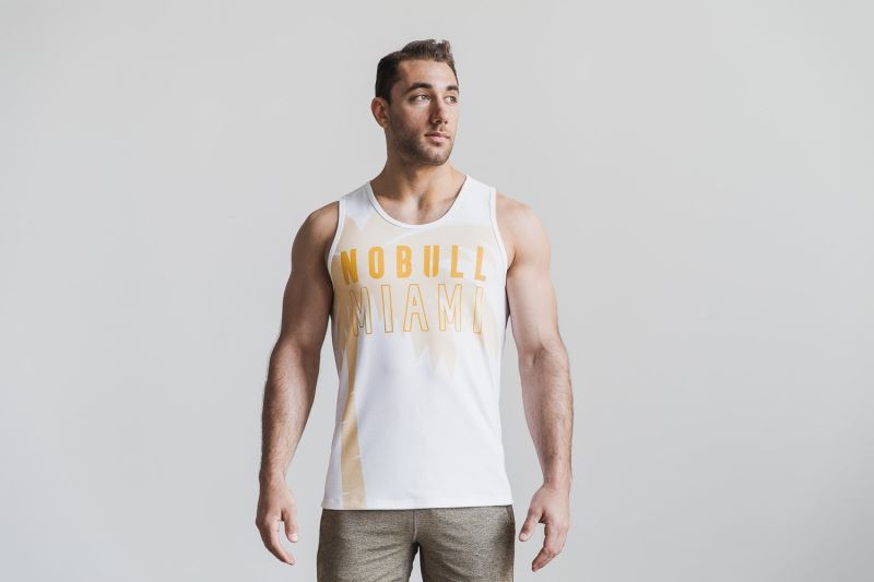 Nobull Miami Palm Men's Tanks Yellow | 13547DUYZ