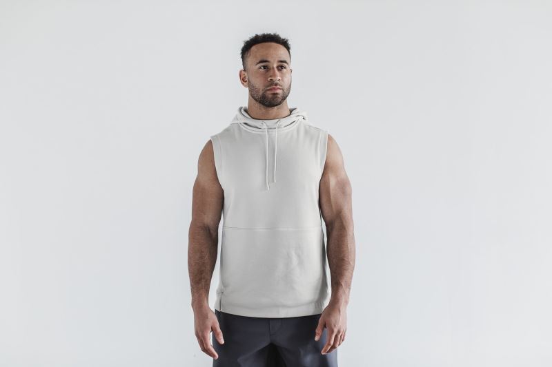 Nobull Microplush Sleeveless Men's Hoodie White | 14867BKNI