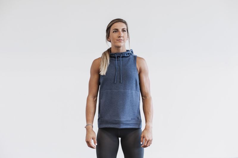 Nobull Microplush Sleeveless Women's Hoodie Deep Grey | 56201EQSD