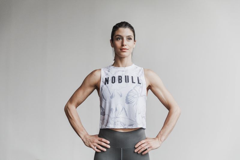 Nobull Muscle Butterfly Women's Tanks White | 47659GELI