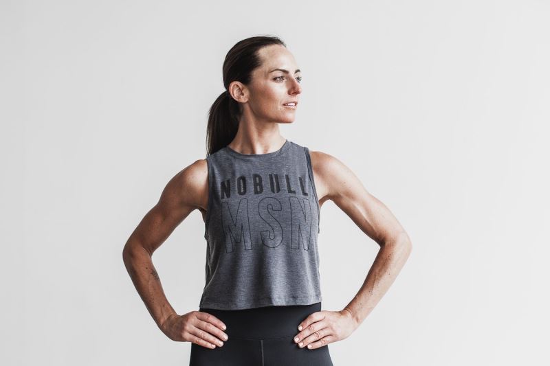 Nobull Muscle Madison Women's Tanks Deep Grey | 53749ADON