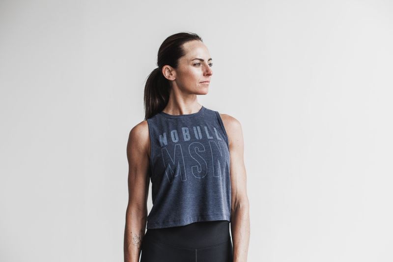 Nobull Muscle Madison Women's Tanks Navy | 68125XEKP