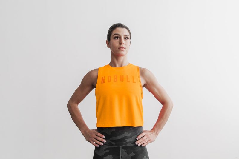 Nobull Muscle Neon Women's Tanks Orange | 79561HGTU