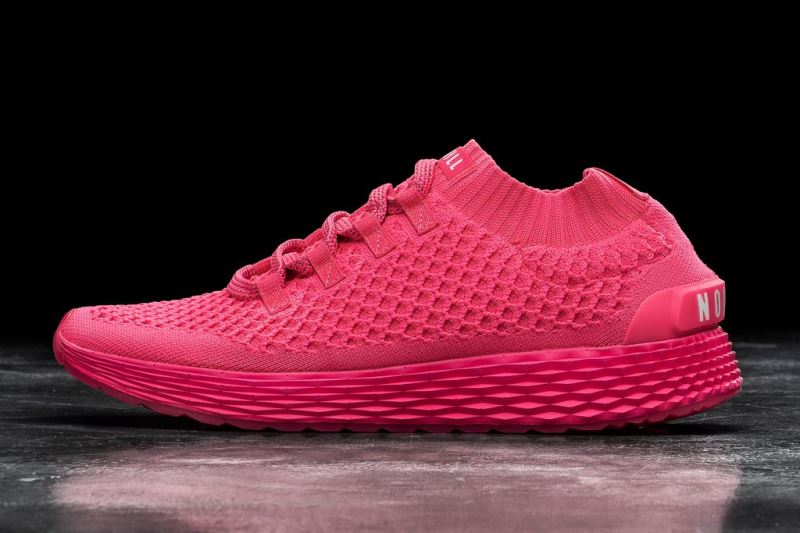 Nobull Neon Knit Men's Running Shoes Pink | 78614CAWZ