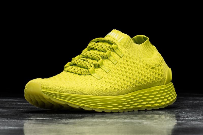 Nobull Neon Knit Men's Running Shoes Yellow | 39485AWQR