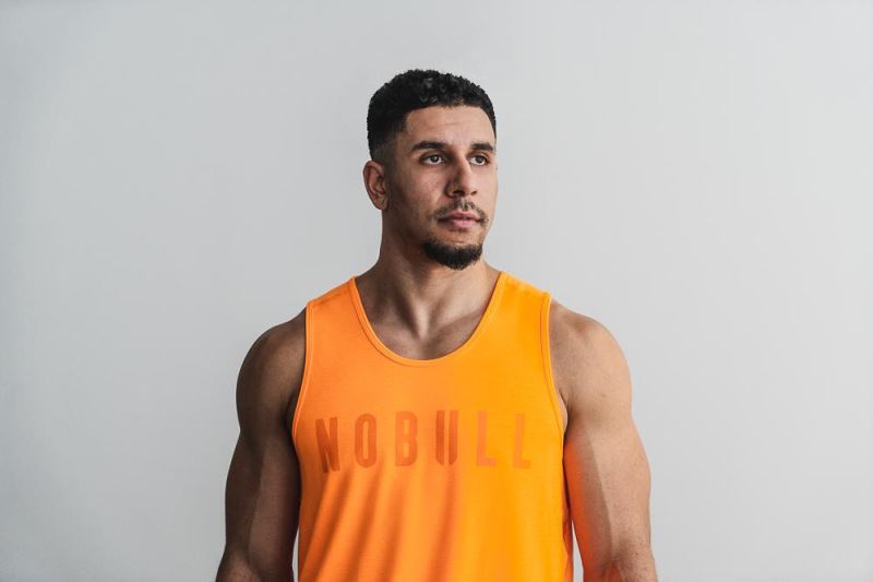 Nobull Neon Men's Tanks Orange | 68053XZMF