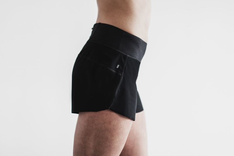 Nobull Pace 3" Women's Shorts Black | 06723XQFE