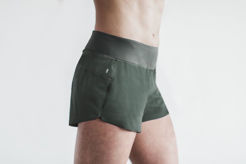 Nobull Pace 3" Women's Shorts Dark Green | 38560BPCR