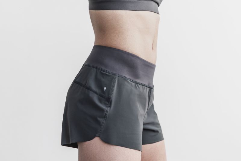 Nobull Pace 3" Women's Shorts Dark Grey | 86301KVUR