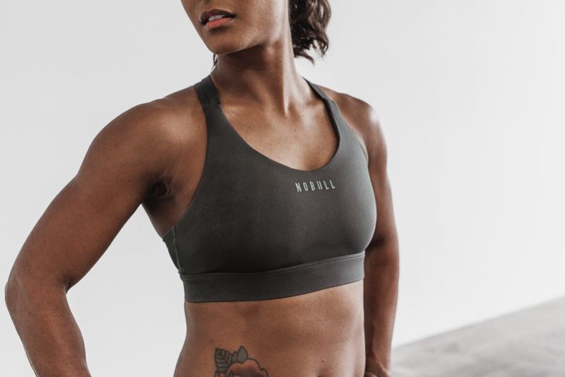 Nobull Pace Women's Sports Bra Dark Grey | 69807WHQI