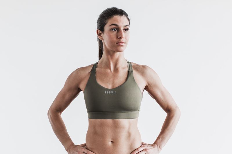 Nobull Pace Women's Sports Bra Green | 40192QGEA