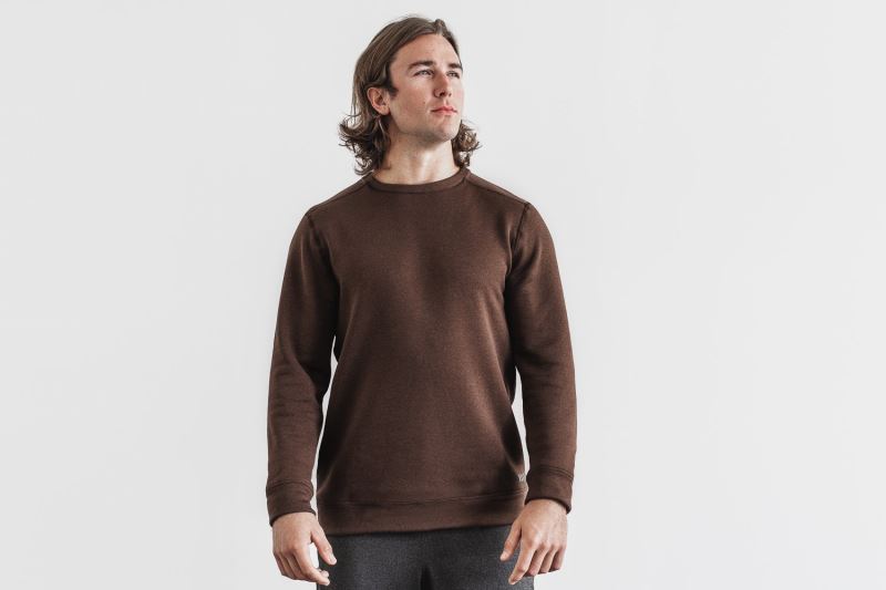 Nobull Performance Crew Men's Sweatshirt Brown | 75340FYSB